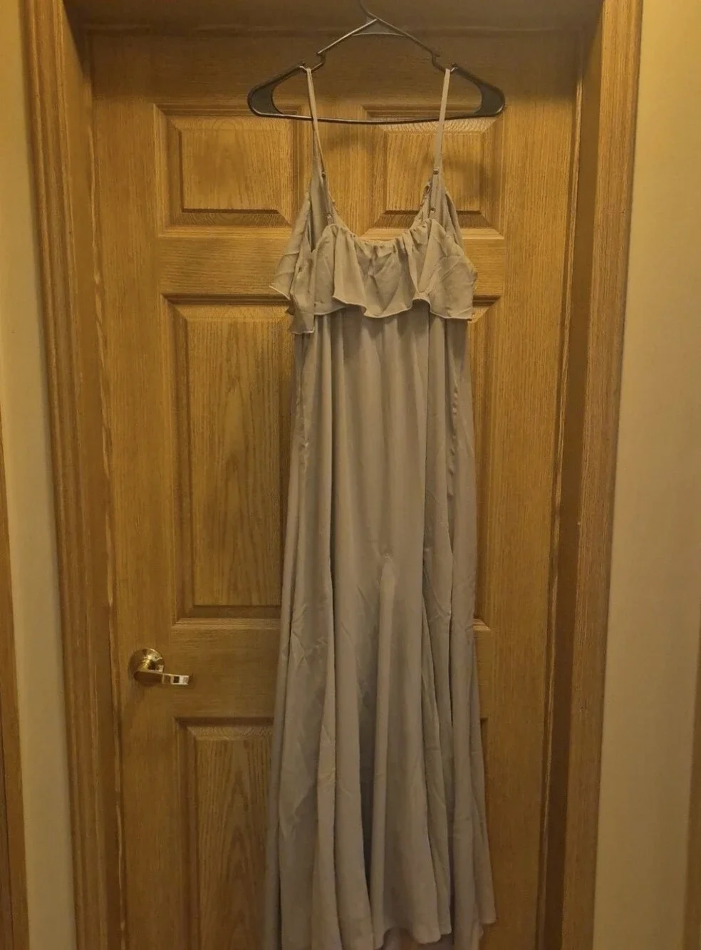 Abercrombie & Fitch Ruffle Tiered Maxi Dress Taupe Size M